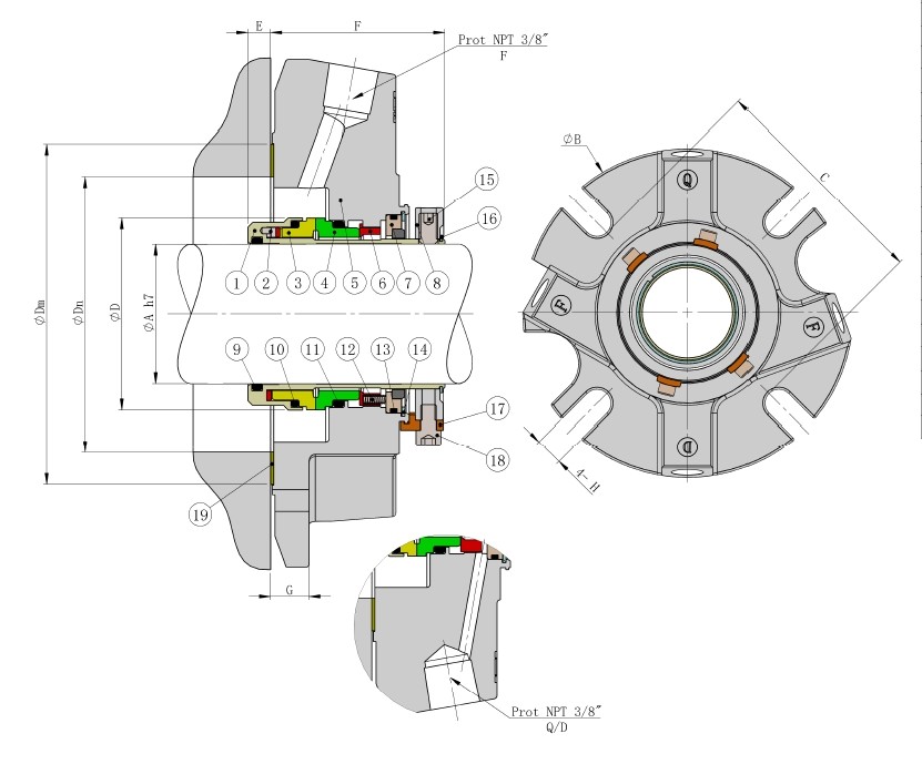 GSMA Single Cartridge Mechanical Seal for Chemical Pumps